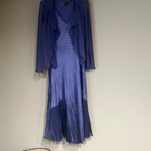Komarov Charmeuse & Chiffon Dress with Sheer Jacket - XL - Midnight Navy